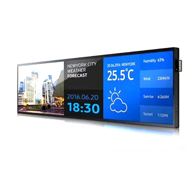 Indoor Android Systeem 49.5 Inch Ultra Breed Gestrekte Bar Lcd-Reclame Display