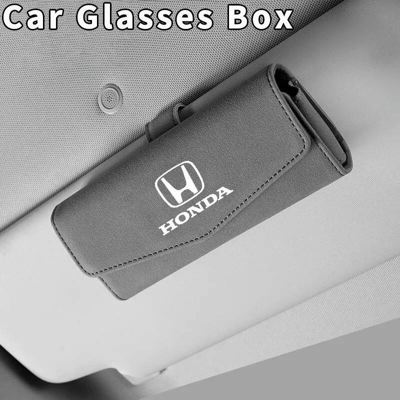 Car Sun Visor Glasses Box For Honda Accord City Civic Brio CRV Jazz Odyssey Vezel Stream Mobilio Leather Holder Sunglasses Case