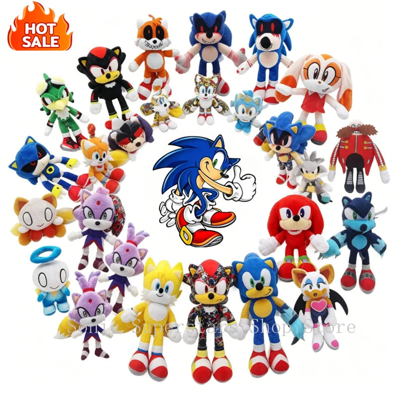 Muñeco de Peluche Suave de Sonic the Hedgehog de 20~40cm, Juguete Temático de Fiesta, Muñeco de Anime Super Sonic, Shadow, Tails, Amy, Regalo Divertido para Niños en Días Festivos