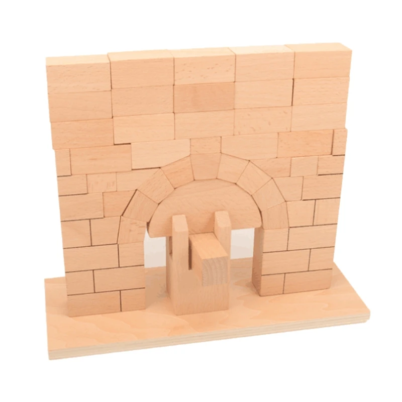 F19F 1Set Interactive Wooden Roman Arch Bridge Stacking Block Toy Stimulation Blocks Tumble Game Stacking Block Wooden Block