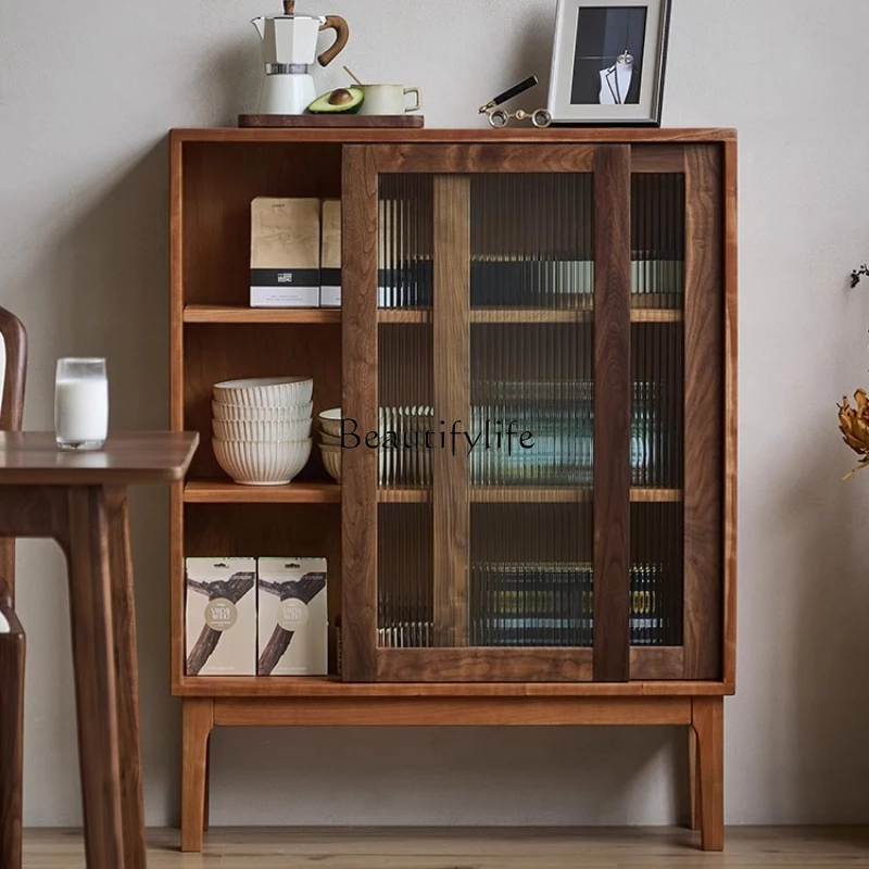 

05-North American cherry wood solid wood bookcase wine cabinet dining side storage cabinet