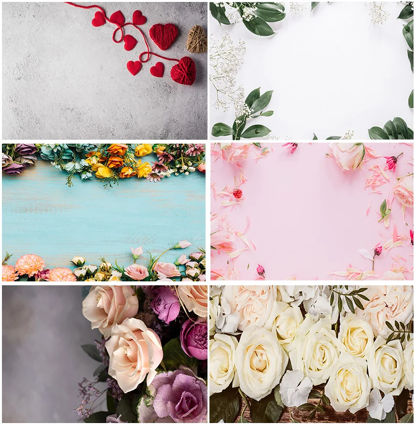 

Valentine Day Wood Flowers Brick Floor Backdrops Photographic For Girls Birthday Party Decoration Backgrounds Photocall Banner