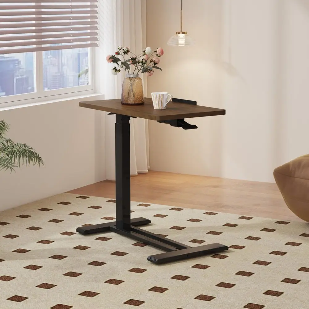 

Регулируемый прикроватный столик на колесиках с наклонной столешницей на 90°, пневматический мобильный стол-тележка для ноутбука с подносом