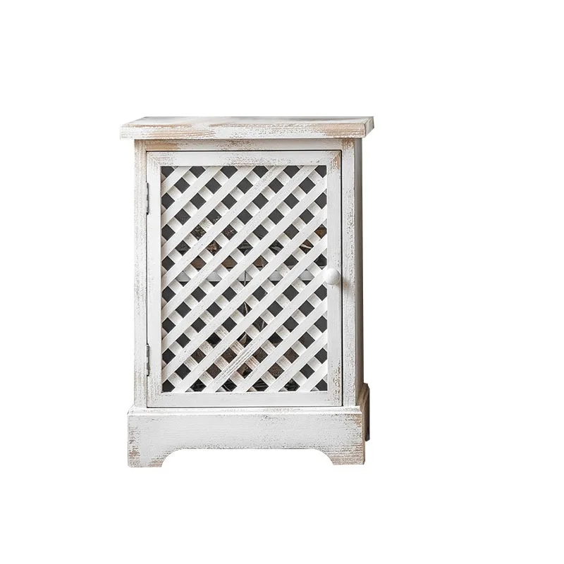 Retro solid wood grid hollow locker, home TV cabinet, B & B dining side cabinet
