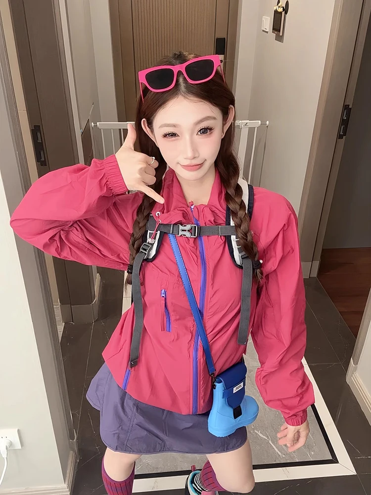 

Lightweight Breathable ex Summer Outdoor Sportswear Ice Silk Qui Dry Riding Suit UV Protection Fce Lined Hooded Jaet