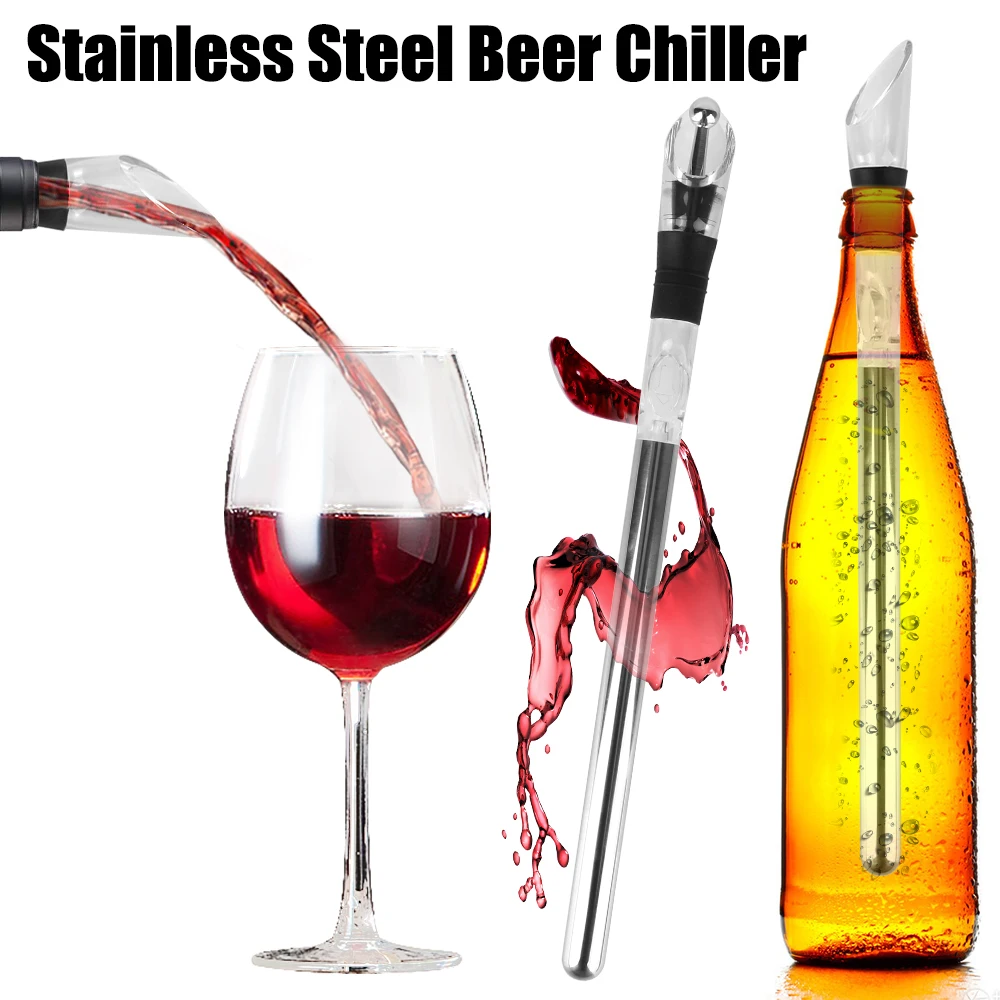 Stainless Steel Cooler Wine Cooler Set Wine Bottle Cooler Stick Aerator Pourer Rapid Iceless Wine Chilling Rod Ice Chil Bar