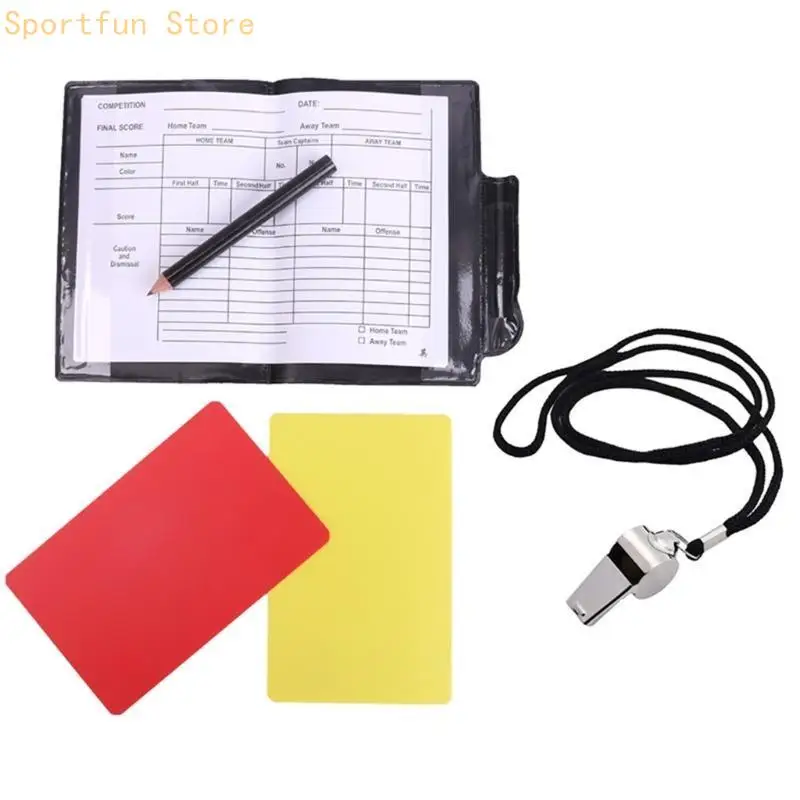 

X7JD Soccer Referee Card Set, Redness Card Yellow Card Wallet with Metal Referee & Score Sheets, Soccer Referee Set