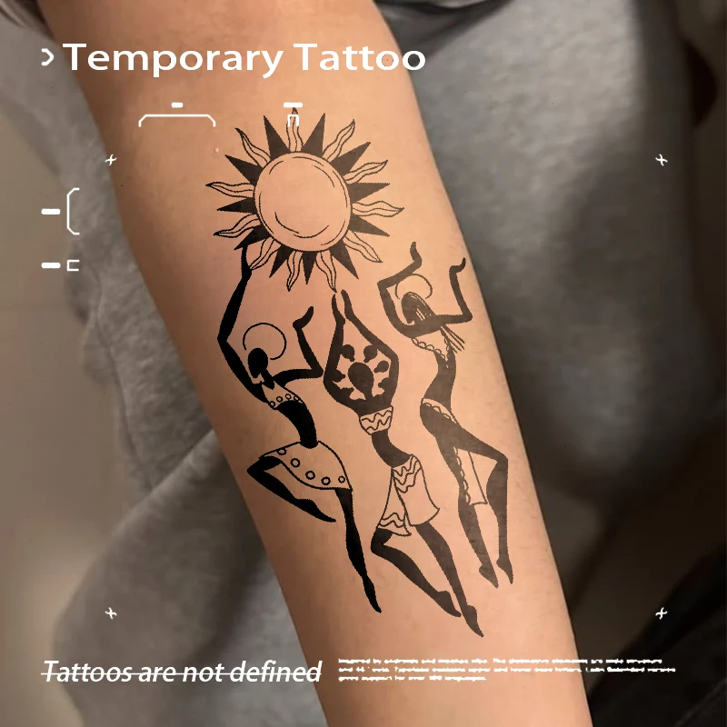 Fake Tattoo Boho Ethnic Abstract Dancers Sun Herbal Juice Sticker Temporary Tattoos Tatoo Cheap Goods New Toys Hotwife Tatuaje