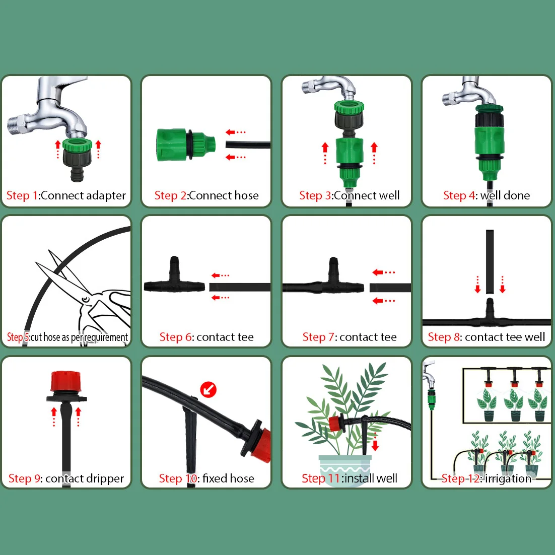 Serra 15M-30M sistema di irrigazione a goccia fai da te irrigazione automatica tubo da giardino Micro kit di irrigazione a goccia con gocciolatori