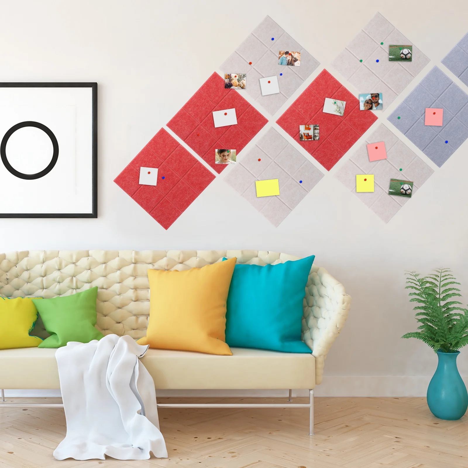 6 قطعة 12 "x 12" كبيرة ذاتية اللصق لوحة الفلين البلاط مع 20 دبابيس ضغط ورأى لوحة الإعلانات إشعار ملاحظة مذكرة مجلس ديكور مكتب المنزل #6