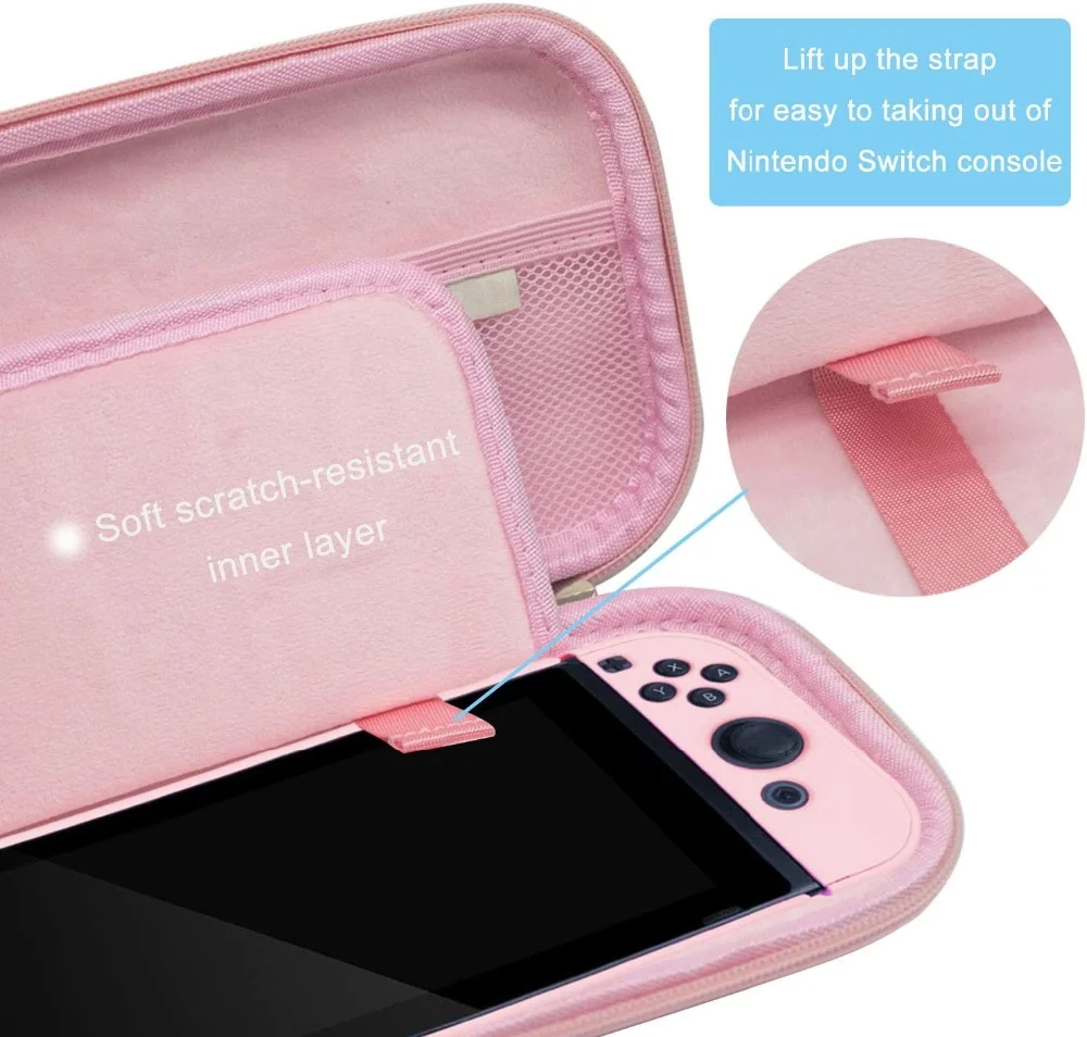 NS Pink Sakura Flower Skin Shell Carry Bag Switch OLED PU Waterproof Pouch Case Storage Cover Box for Nintendo Switch Console