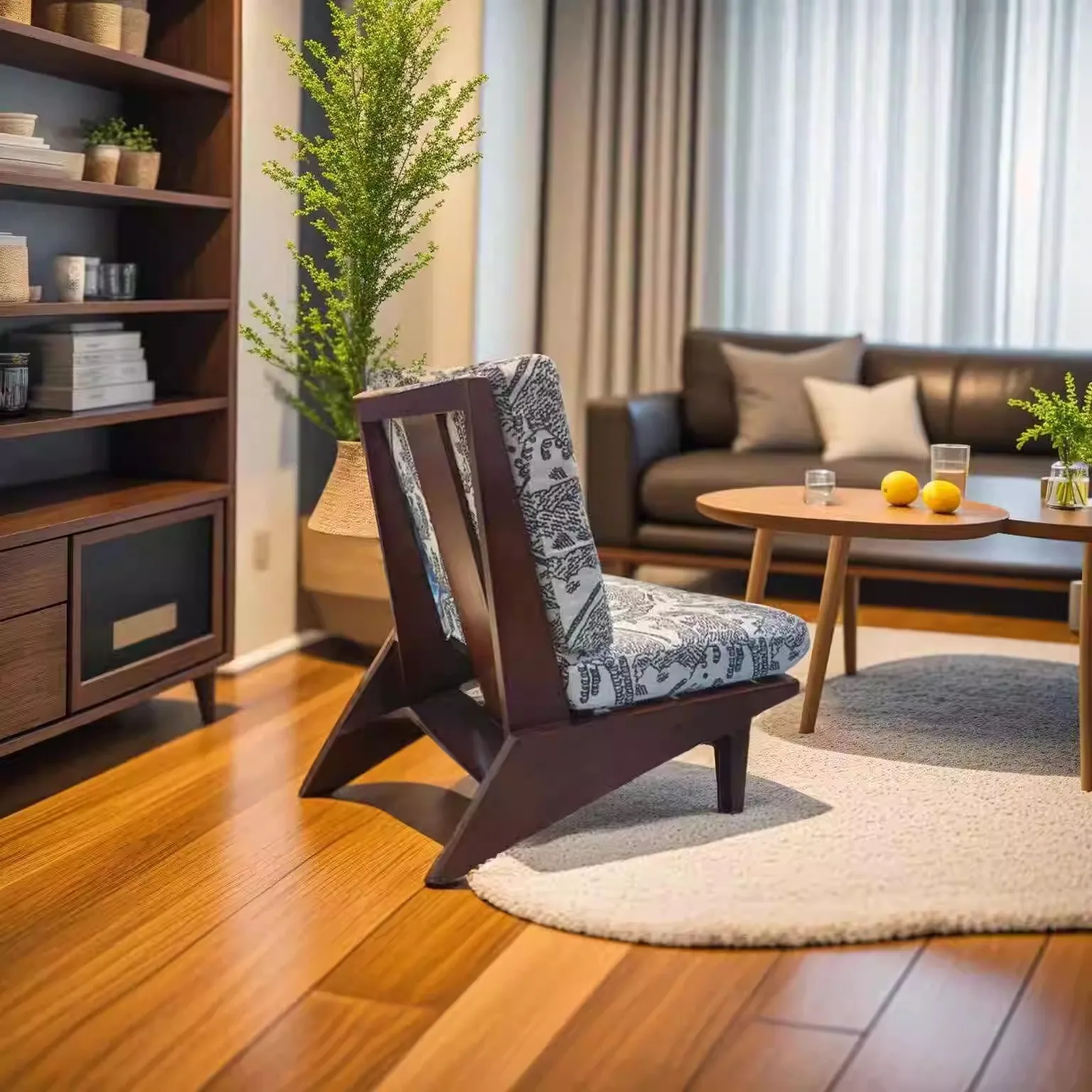 بسيطة، فاخرة خفيفة، قماش، كرسي أريكة، خشب متين، وابي سابي، نورديك #3