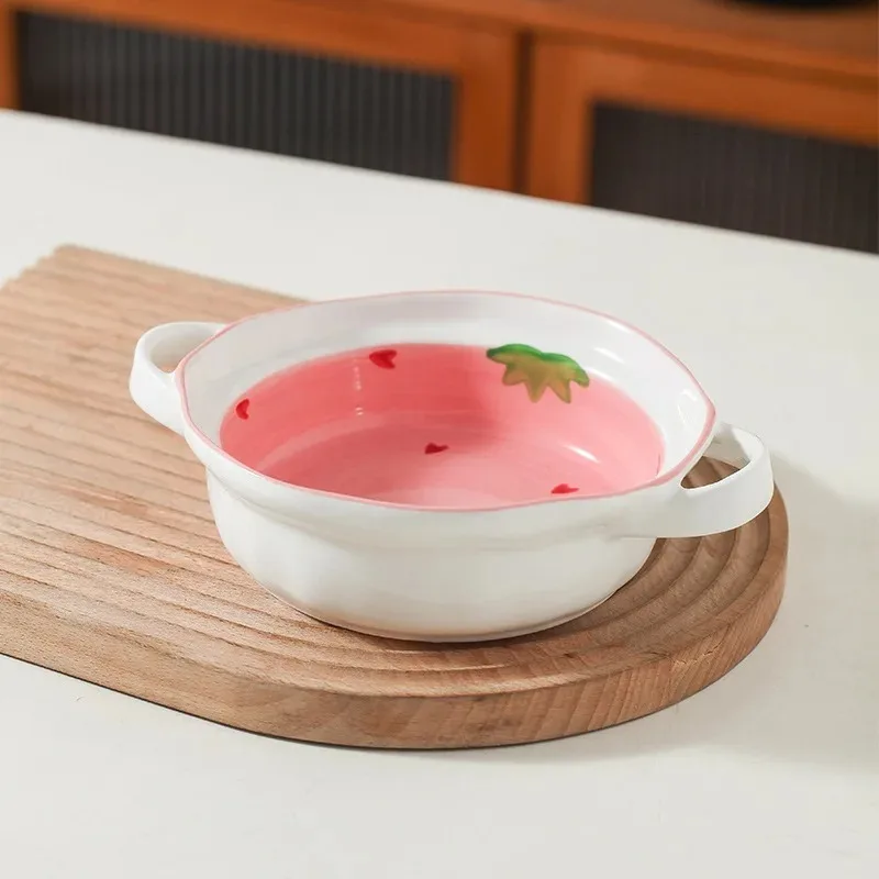 

Креативные керамические поделки, декоративные миски, бытовые обеденные столы, декоративная посуда, клубничные миски, ложки, набор тарелок, подарок