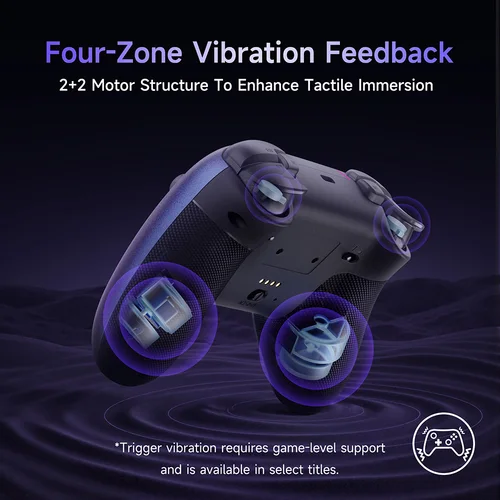 Imagen 2 del producto Controlador de mando Bluetooth EasySMX X05 Pro Compatible con PC/teléfono/Switch/TV/Steam, motores duales Rumble, morado limitado