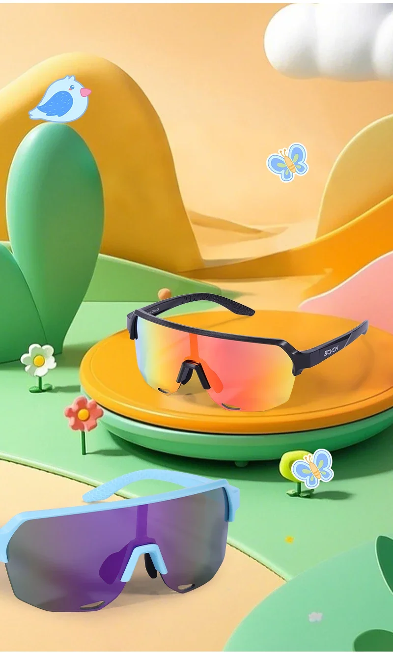 SCVCN UV400 Kind Camping Brille Jungen Mädchen Outdoor Fahrrad Brillen Kinder Radfahren Sonnenbrille MTB Sport Fahrrad Skating Gläser – Detail 4