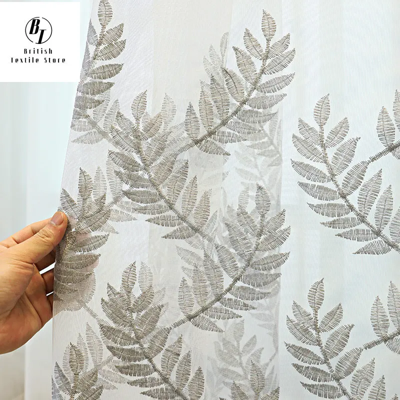 

Embroidered Window Screen White Versatile Effect Living Room Bedroom Balcony Curtains