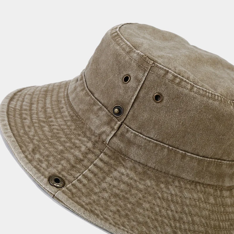 Cotton Stone-Washed Sun Hats for Men Women Wide Brim Fishing Hat Summer Bucket Hat Outdoor Safari Boonie Cap