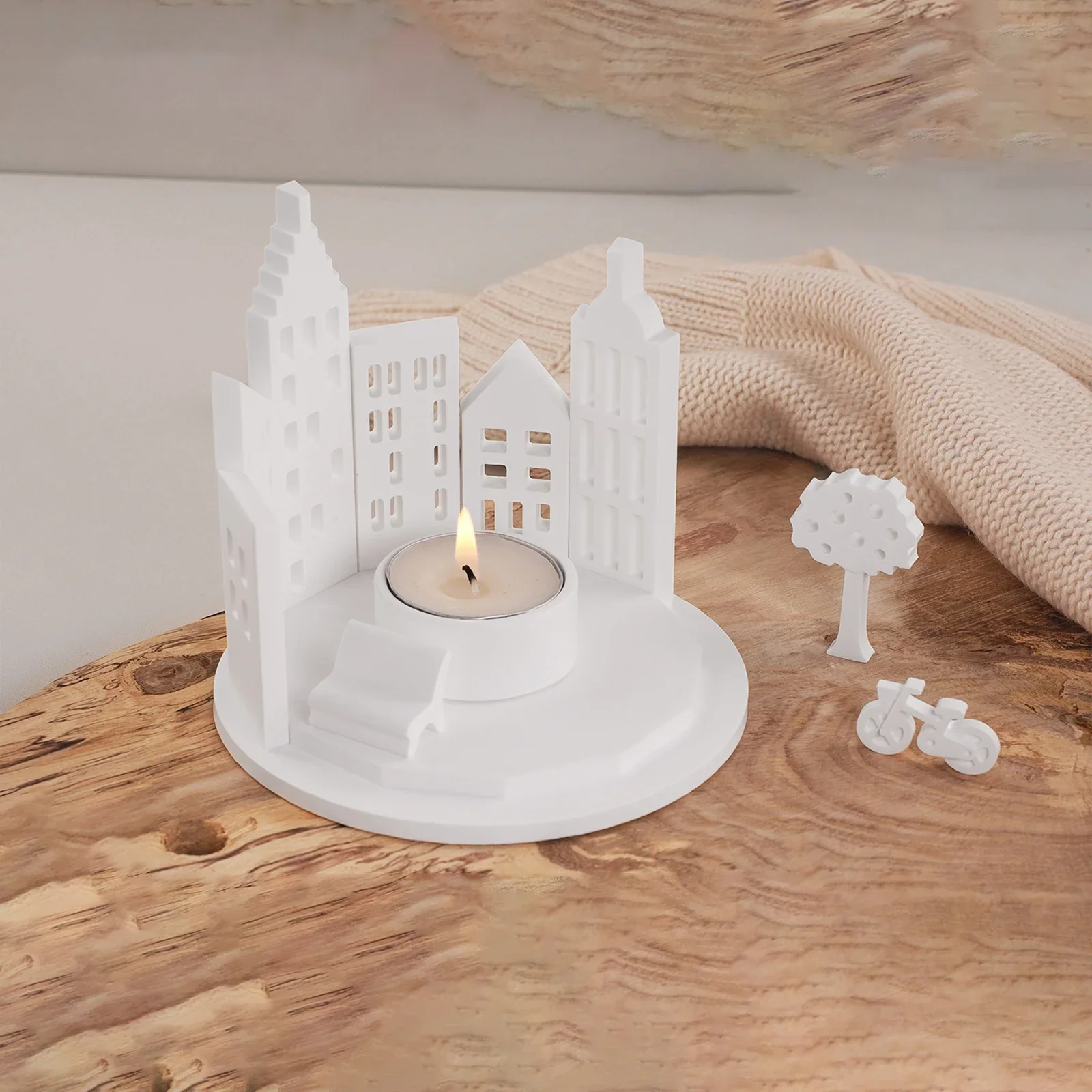 

House Hollow Candlestick Silicone Mold DIY Epoxy Resin Round Castle Candle Holder Cement Gypsum Mold Home Ornament Handmade