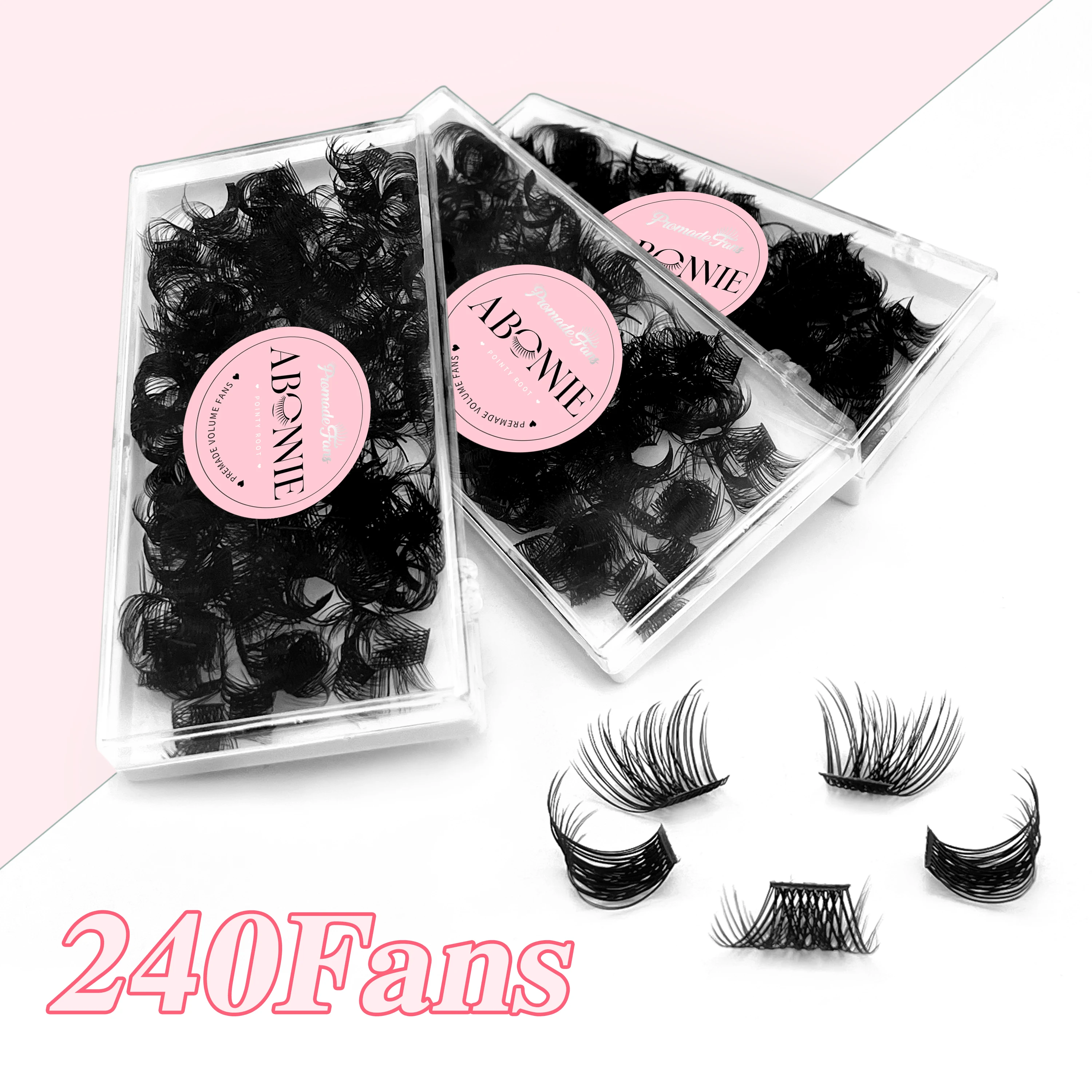 Abonnie DIY Lash Extensions 240 Segmented Fluffy Volume Eyelashes D Curl Individual Clusters Lashes Cluster Eye Makeup