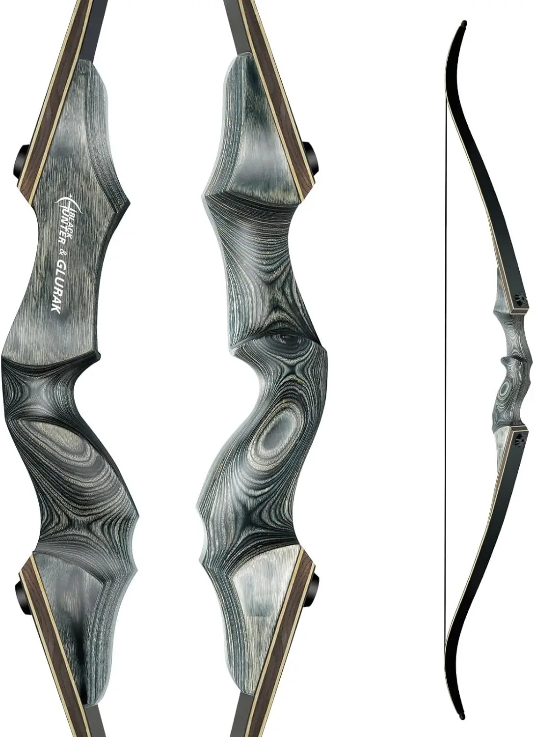 

Black Hunter Takedown Recurve Bow, 60" with Ergonomic Design for Outdoor Training Practice (25-60 lb)