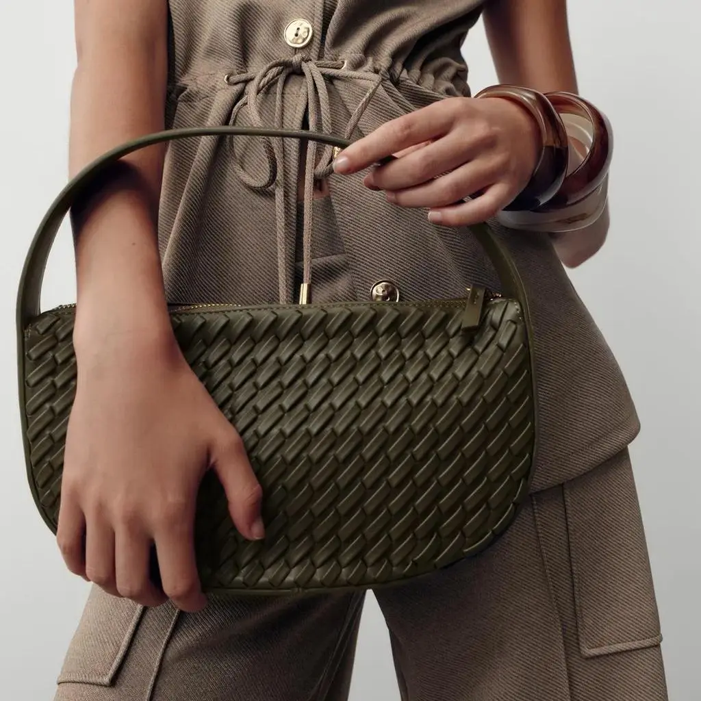 

WOVEN EFFECT HANDBAG, New Fashionable Handbag Purse For Women, Solid Color Shoulder Bags Luxury Designer Baguette