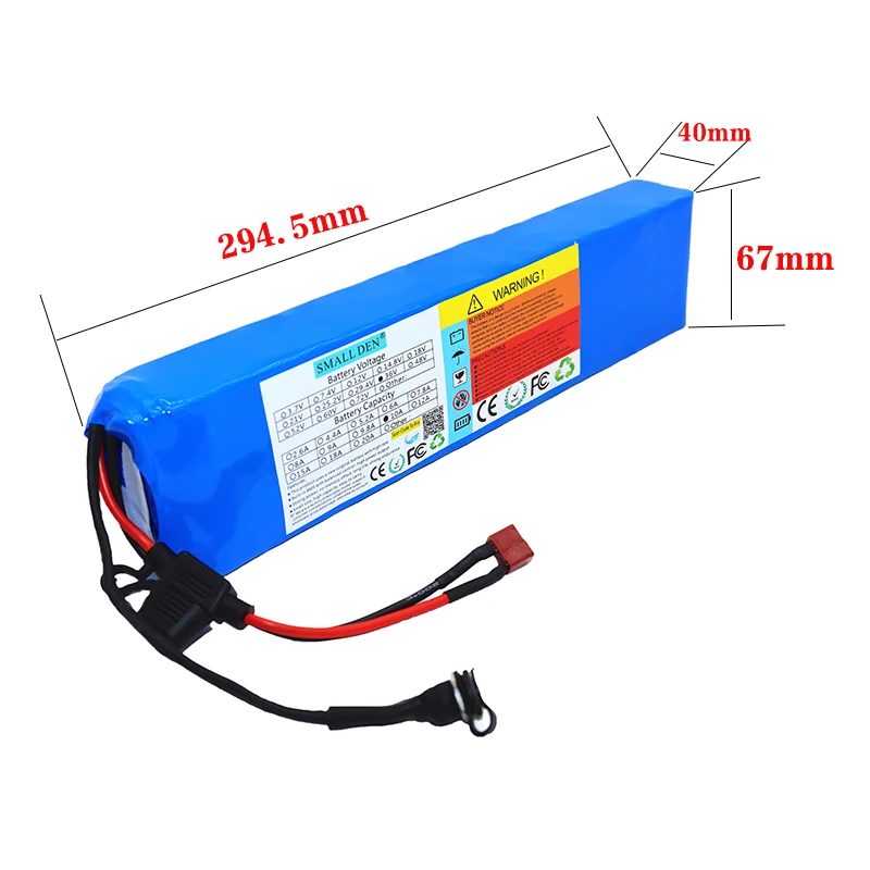 36V 10A lithium battery pack+ 42V2A DC5.5*21 charger for Spare high-quality batteries, built-in 30A BMS and fuse device 250W-600