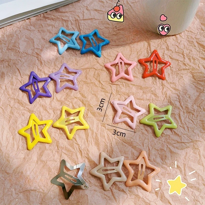 30/50/100 Stück Zufällige Bunte Stern-Haarspangen Rutschfeste Niedliche Einfache Metall-Haarklammern Kinder-Kopfschmuck Mädchen-Haaraccessoires – Detail 6