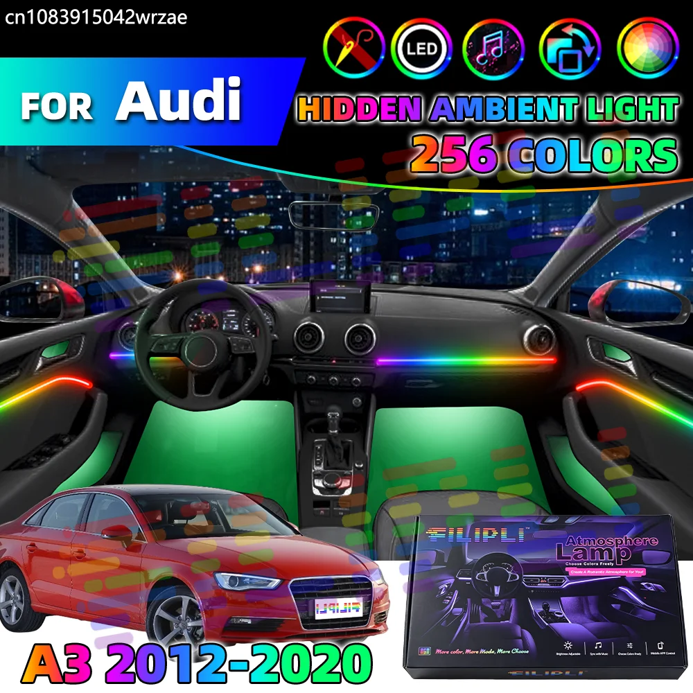 

6 in 1 For AUDI A3 8V 2012-2020 Years Car Interior Ambient Lights Strips Breathing Lighting Kit App Control Auto Decorative Lamp