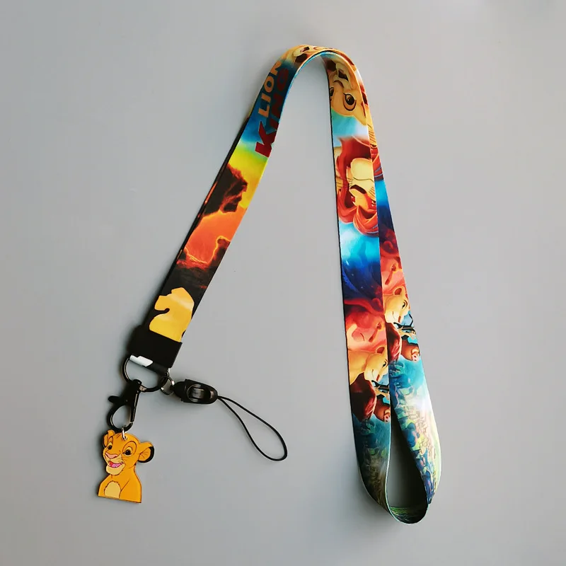 Cartoon Lion King mobile phone lanyard keychain long neck rope work permit campus pick up and drop off card rope lion