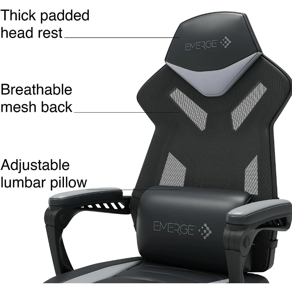 كرسي ألعاب مريح من الجلد، أسود/أبيض، كرسي ألعاب مريح من الجلد، أسود/أبيض