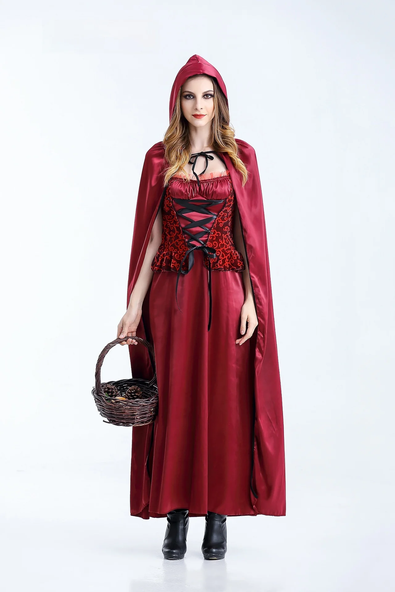 

Сексуальная длинная накидка с красной шапочкой, костюм для выступлений, Cisas, наряд королевы, женская традиционная одежда для выступлений на сцене