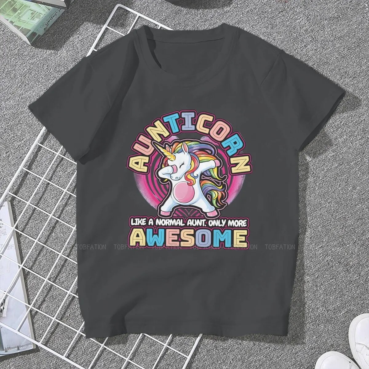 Aunticorn Like A Normal Aunt Dabbing 5XL TShirts Cute Unicorn Cartoon Female Harajuku Fabric Streetwear T Shirt Round Neck