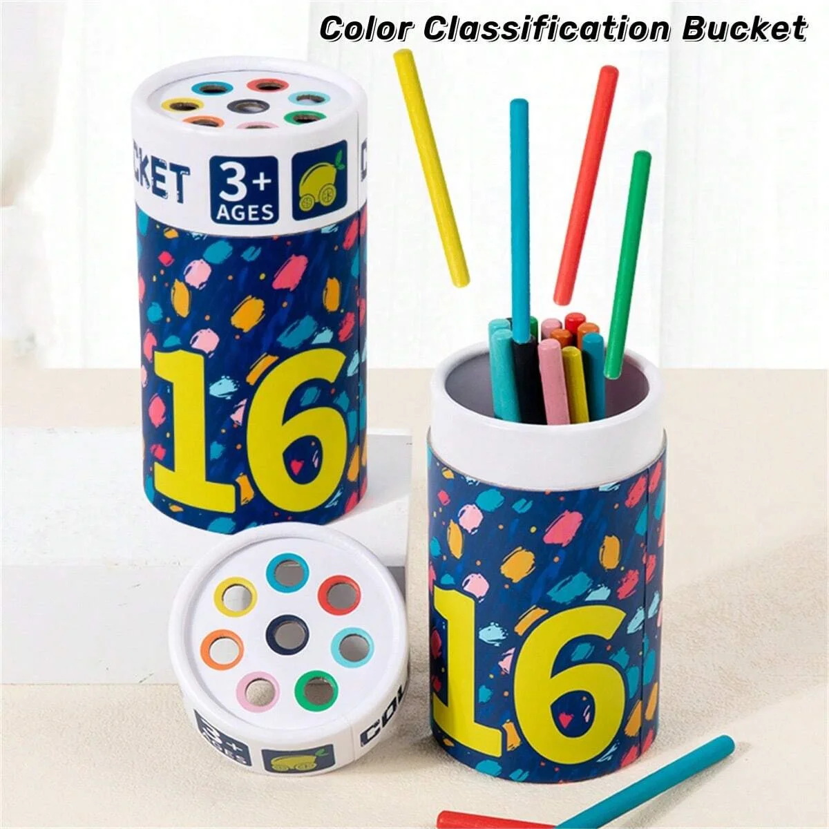 16 stücke Sticks Farbe Klassifizierung Sortieren Eimer Kinder Lernen & Pädagogisches Spielzeug Farbe & Form Sortierung Spiel Spielzeug