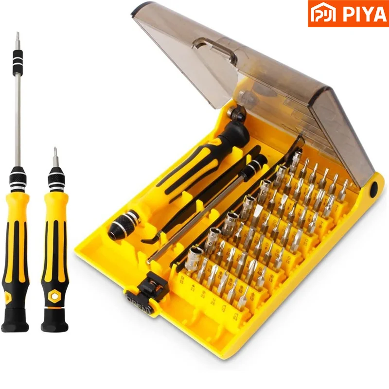 45 in 1 Mini Screwdriver Set Kit Tools Set Small Precision Screwdriver Kit with Tweezers Extension Shaft for Repair Maintenance