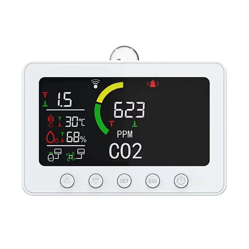 Qualidade do ar CO2 Medidor Temperatura Umidade Sensor Smart Plug Painel de controle Crescer Tenda Desumidificador Co2 Controlador para Estufa