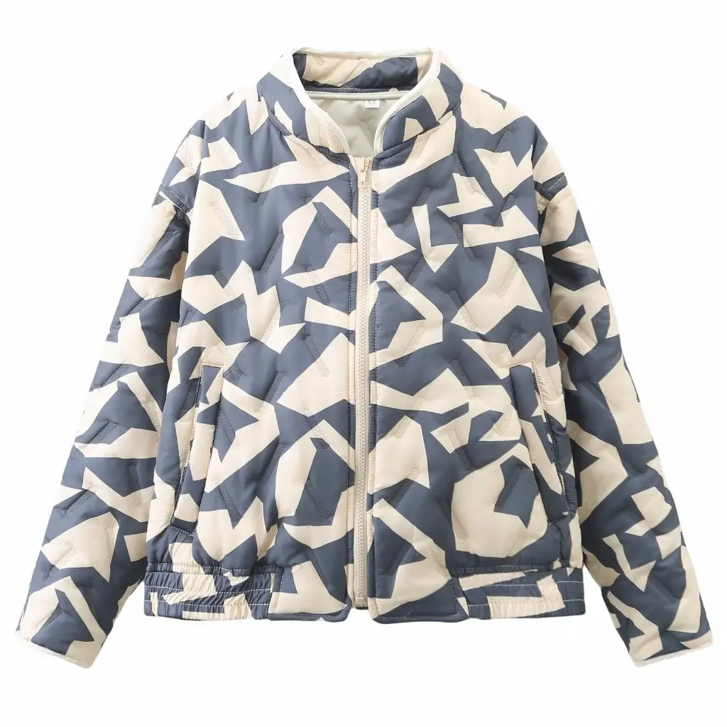 

Women's Cotton-Padded Jacket Geometric Pattern Fashion Streetwear Autumn European American Style