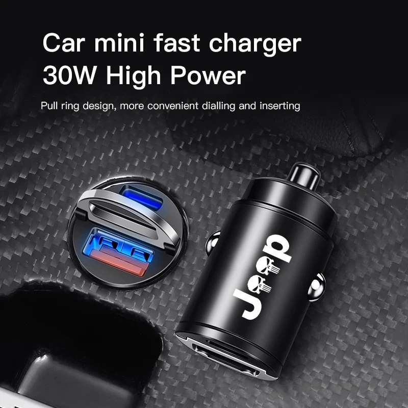 ﻿ Carro mini carregador rápido 30w de alta potência usb tipo-c adaptador de carregamento para jeep renegade wagoneer avenger recon wrangler jk gladiador