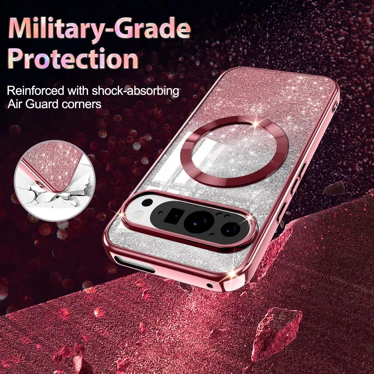 Glitter Transparent for Magsafe Phone Case for Google Pixel 9 9Pro 9 Pro XL 8 8 Pro 8A 9 9ProXL Slim Plating Shiny Soft Cover