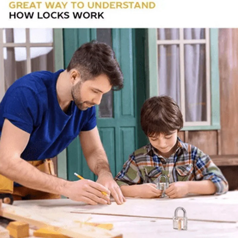 12pcs Locksmith Lock Pick up Tool Two Lock Multi functional Training Lock Sleeve Transparent Lock Manual Tool