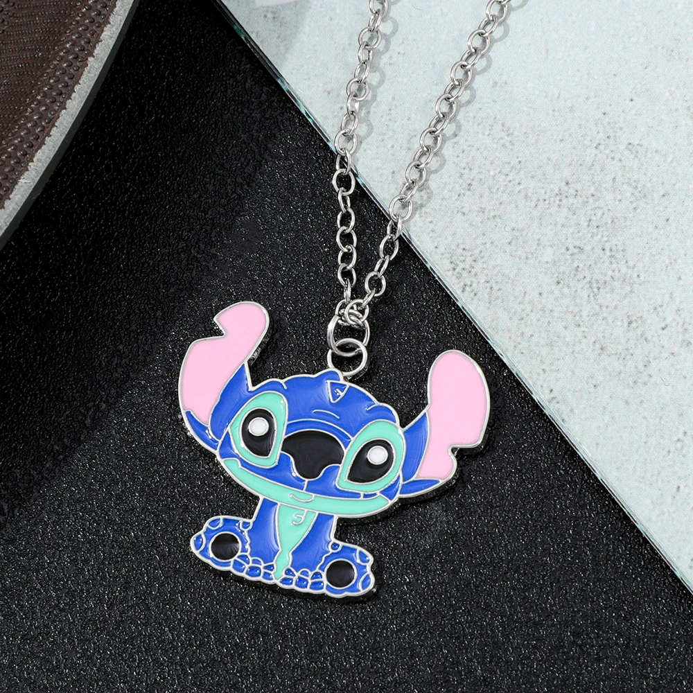 

Disney Stitch Necklace - Blue Alien Charm Pendant, Lilo & Stitch Ohana Toys for Women & Fans