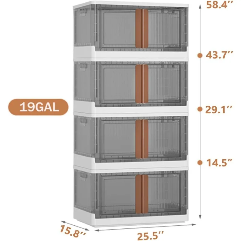 Stackable Storage Bins with Lids-76 Qt Office Organization,Collapsible Storage Bins,Plastic Storage Bins with Wheels