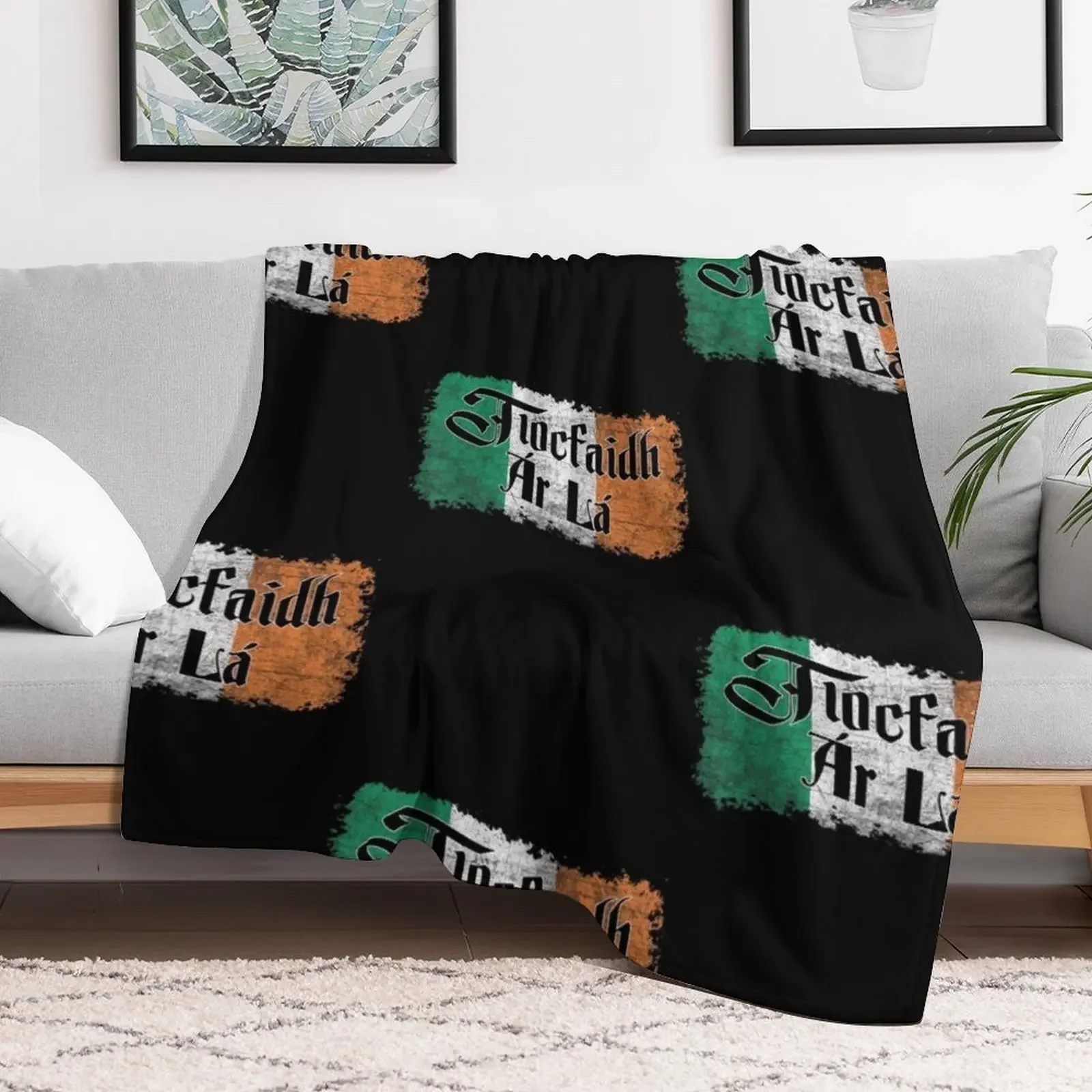 Tiocfaidh Ar La Vintage Ireland Irish Flag Throw Blanket For Decorative Sofa Tourist Blankets