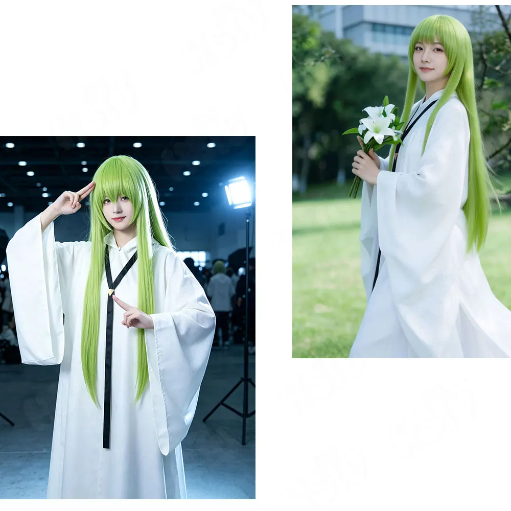 HSIU Grass-green Long Natural Wig Enkidu Cosplay CODE GEASS 100cm Heat Resistant Synthetic Hair Unisex Gift Caps 2025