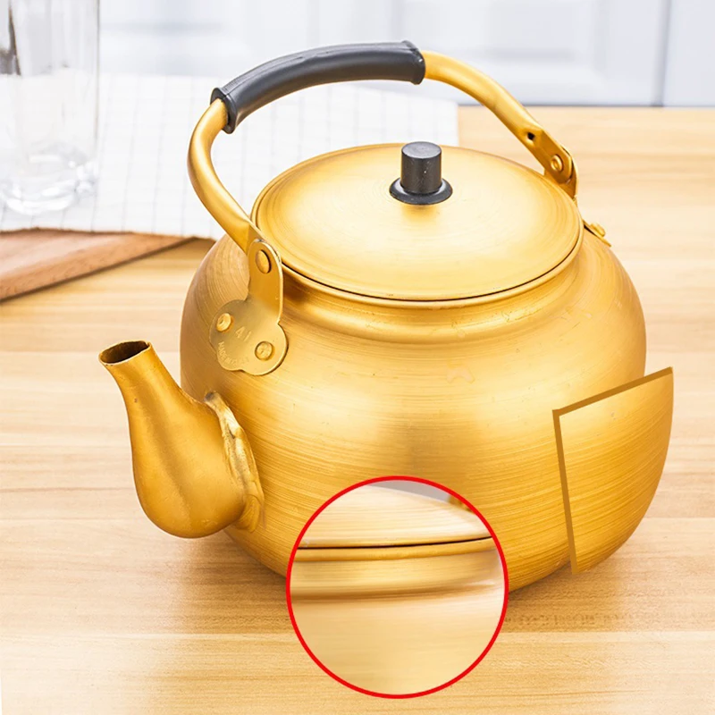 Gold  Aluminum Teapot 0.55-3L Large Capacity Water Kettle Kitchen Coffee Pot Korean Style Rice Wine Pot Portable Tea Pot