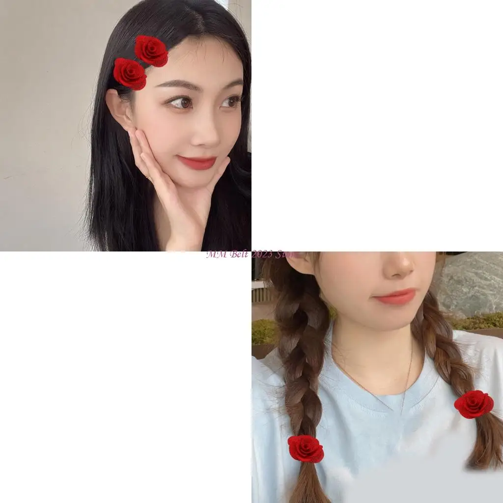 

49ME 10Pcs Rose Flower Metal Hair Clip Grip Teeth Design Barrettes Side Bang Hairpin Styling Essential for Adult Kids Daily