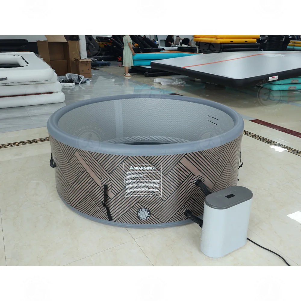 

STLF Round Outdoor Inflatable Hot Tub Bubble Spa Portable Foldable Hot Spa Tub Recovery Tub for Family 4-6 Person Home Use