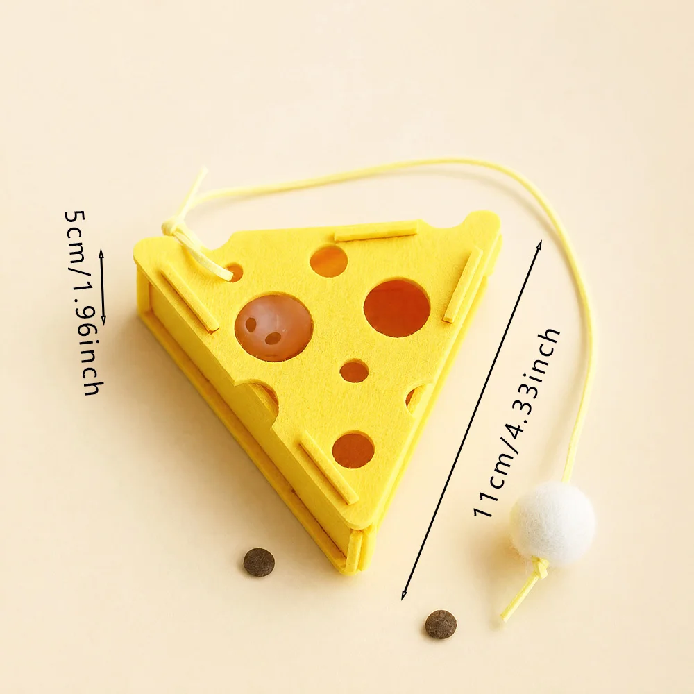 DIY Cheese Block Cat Self Entertainment Toys Bell Sound Cat Toys Requires Assembly Grinding Teeth Cleans Teeth Pet Supplies