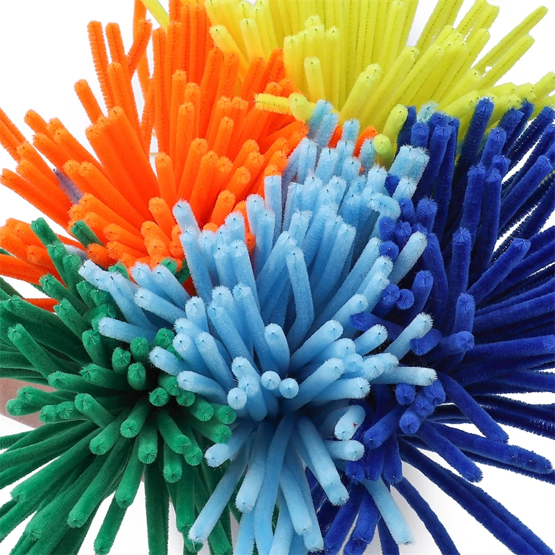 100 pezzi colorati ciniglia Stem scovolini per bambini giocattoli educativi fai da te bastoncini di ciniglia materiale artigianale fatto a mano