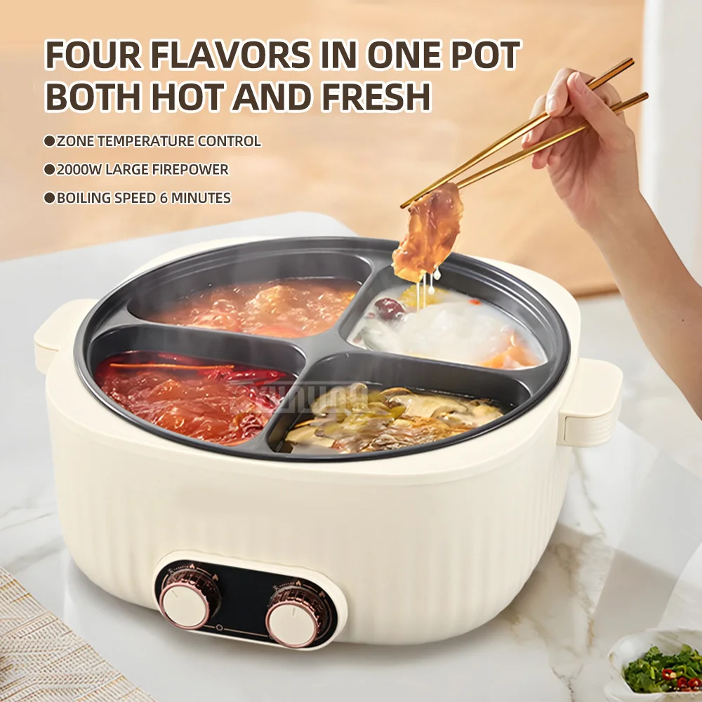 6L Four-Grid Hot Pot Machine Multi Cooker Household Large Capacity Electric Cooking Pot