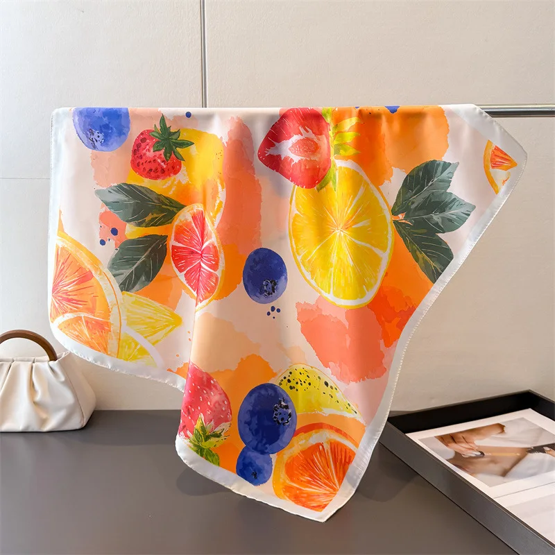 

Шелковый платок класса люкс 70 см, квадратный, для женщин, весенне-летний, бандана, маленький галстук, повязка для волос, фуляр, шаль